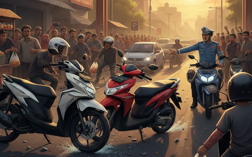 Gambar ilustrasi kecelakaan di Jalan Tengah Kota Sumedang jelang berbuka puasa pada Rabu (25/2/2026)