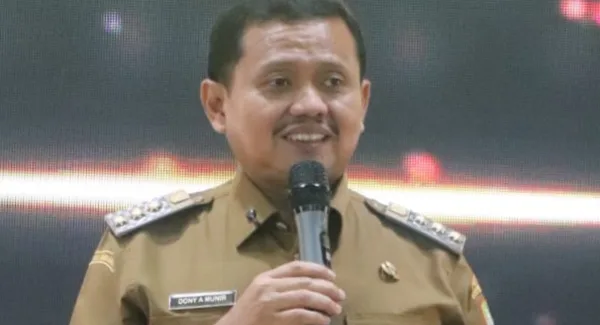 Bupati Sumedang Dony Ahmad Munir saat membuka acara Musyawarah Perencanaan Pembangunan (Musrenbang) RKPD 2027 di Aula Tampomas, Pusat Pemerintahan Sumedang (PPS), Selasa (7/4/2026)