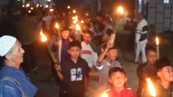 Ribuan warga Kecamatan Pamulihan yang didominasi anak-anak meriahkan pawai obor dalam rangka memperingati Tahun Baru Hijriah 1448 H