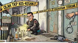 Ilustrasi polisi menyelidiki TKP di kos-kosan Sumedang