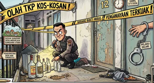 Ilustrasi polisi menyelidiki TKP di kos-kosan Sumedang