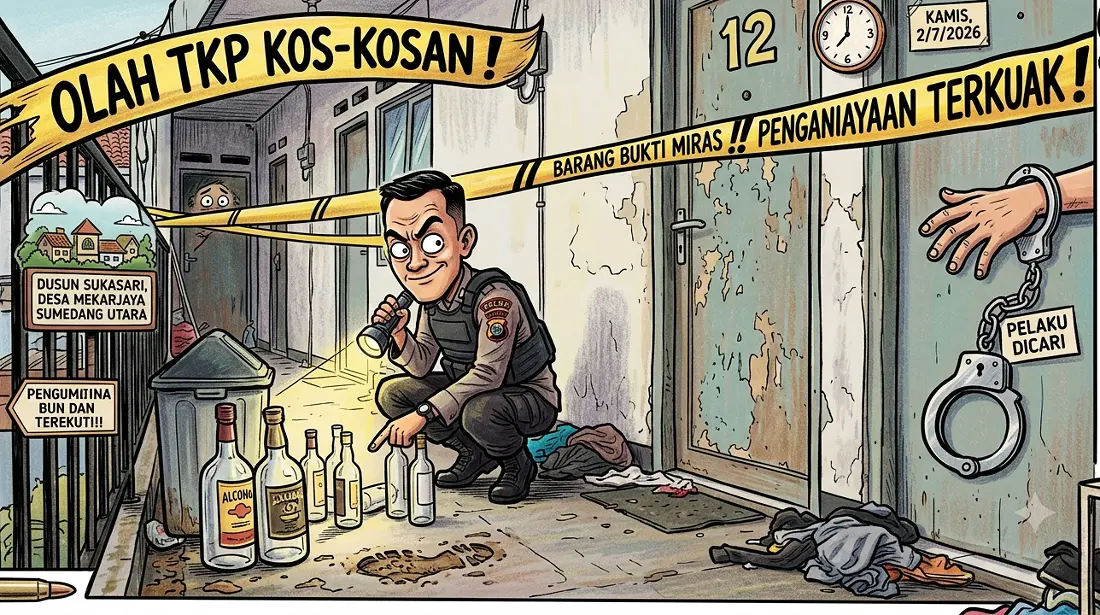 Ilustrasi polisi menyelidiki TKP di kos-kosan Sumedang